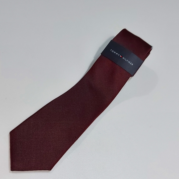 Tommy Hilfiger Burgundy Signature Stripe Neck Tie - Picture 3 of 10